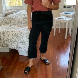 Topshop Dree cropped black high waisted jeans